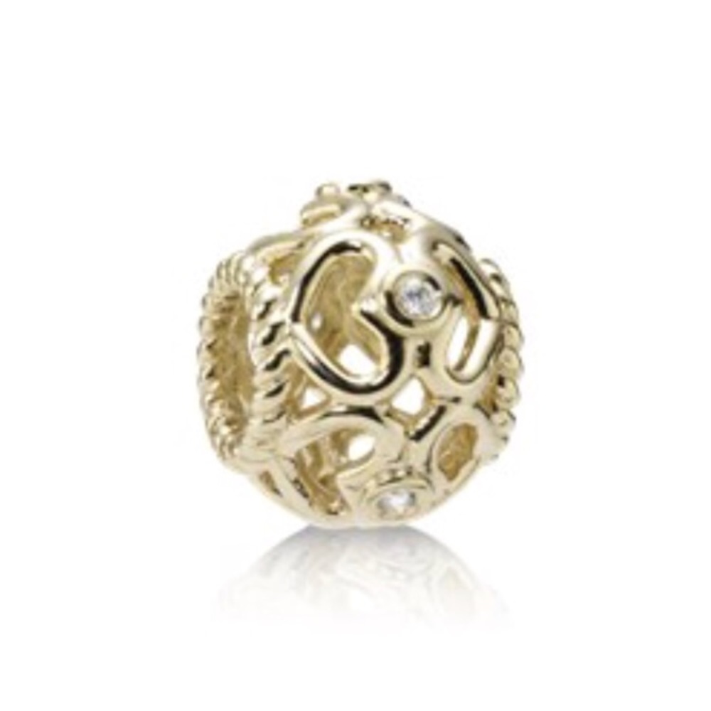Pandora 14k gold with diamond Open Heart Charm
